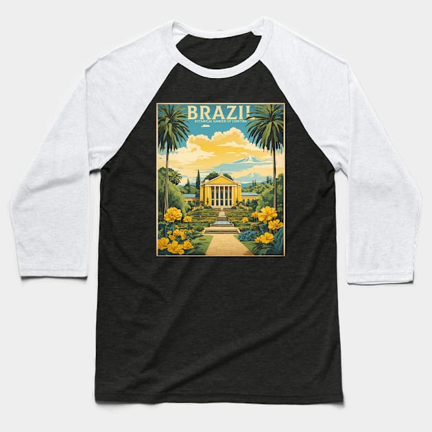 Botanical Garden of Curitiba Brazil Vintage Tourism Travel Poster Baseball T-Shirt by TravelersGems